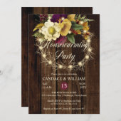 ウッ素朴ディ点灯リース引っ越し祝いパーティーパーティー 招待状 (正面/裏面)