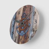 ウッ素朴ドいかり航海のの壁時計 ラウンド壁時計 (傾斜)