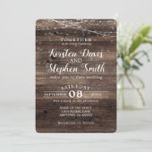 ウッ素朴ドのモダン国の文字結婚列の光 招待状 (スタンド正面)