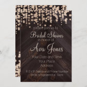 ウッ素朴ドアンドゴールデングリットブライダルシャワー招待状 招待状 (正面/裏面)