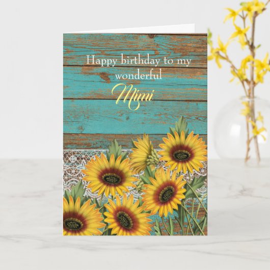 ウッ素朴ドイエローサンフラワーミミ誕生日カード カード (黄色い花)