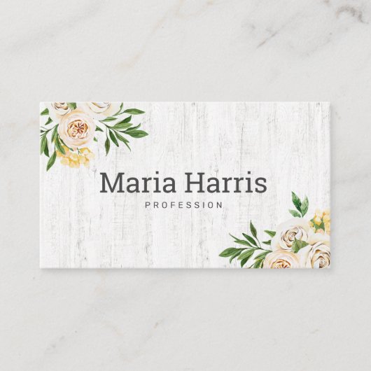 ウッ素朴ドイエローフラワーズシンプルプロフェッショナル  名刺 (正面)