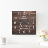ウッ素朴ドカントリーファームハウスファミリー名 スクエア壁時計 (ホーム)