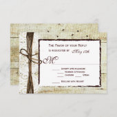 ウッ素朴ドカントリー結婚式の出欠確認カード 出欠カード (正面/裏面)