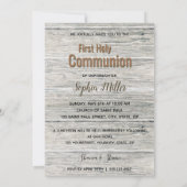 ウッ素朴ドクロスファーストコミュニオンフォト招待状 招待状 (裏面)