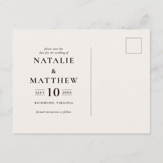 ウッ素朴ドスライスの結婚式の保存日付招待状 案内ポストカード (裏面)