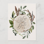 ウッ素朴ドスライスの結婚式の保存日付招待状 案内ポストカード (正面)