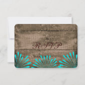ウッ素朴ドティール（緑がかった色）フラワーズ結婚式RSVPカード 出欠カード (裏面)