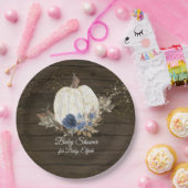 ウッ素朴ドネービーブルーフローラパンプキンベイビーシャワー ペーパープレート (パーティー)