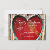 ウッ素朴ドハートの国式結婚の出欠の返事カード 出欠カード (正面)