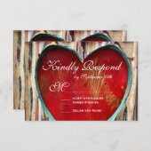 ウッ素朴ドハートの国式結婚の出欠の返事カード 出欠カード (正面/裏面)