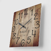 ウッ素朴ドバーンファーフェイクムハウスファミリー名 スクエア壁時計 (傾斜)