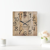 ウッ素朴ドバーンファーフェイクムハウスファミリー名 スクエア壁時計 (ホーム)