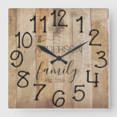 ウッ素朴ドバーンファーフェイクムハウスファミリー名 スクエア壁時計 (正面)