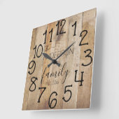 ウッ素朴ドバーンファーフェイクムハウスファミリー名 スクエア壁時計 (傾斜)