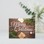 ウッ素朴ドパインコーンメリークリスマスポストカード ポストカード (スタンド正面)