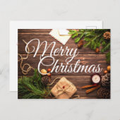 ウッ素朴ドパインコーンメリークリスマスポストカード ポストカード (正面/裏面)