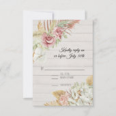 ウッ素朴ドパンパスパームバラリース葉RSVP 出欠カード (正面)