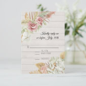 ウッ素朴ドパンパスパームバラリース葉RSVP 出欠カード (スタンド正面)