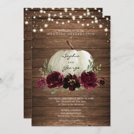 ウッ素朴ドパンプキン結婚式招待状 招待状 (正面/裏面)