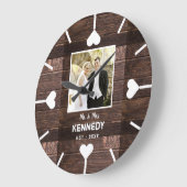 ウッ素朴ドパーソナライズされたの記念日の写真 ラージ壁時計 (傾斜)