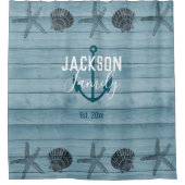 ウッ素朴ドヒトデカスタムファミリービーチハウス シャワーカーテン (正面)