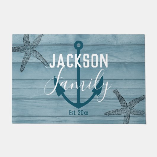 ウッ素朴ドヒトデカスタムファミリービーチハウス ドアマット (正面)