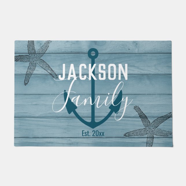 ウッ素朴ドヒトデカスタムファミリービーチハウス ドアマット (正面)