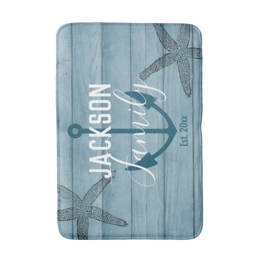 ウッ素朴ドヒトデカスタムファミリービーチハウス バスマット (正面縦)