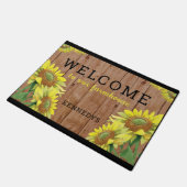 ウッ素朴ドヒマワリーが私たちの農家にようこそ ドアマット (アングル)