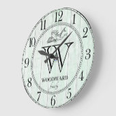 ウッ素朴ドビーチレイクハウスファミリーネームマーメイド ラージ壁時計 (傾斜)