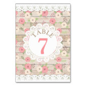 ウッ素朴ドピンクの花結婚のテーブル番号カード テーブルナンバー (裏面)