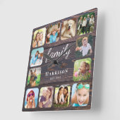 ウッ素朴ドファミリーの写パーソナライズされた真 スクエア壁時計 (傾斜)