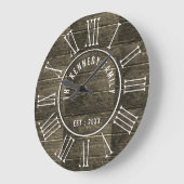 ウッ素朴ドファミリ名ファームハウスローマ数字 ラージ壁時計 (傾斜)