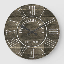 ウッ素朴ドファミリ名ファームハウスローマ数字 ラージ壁時計