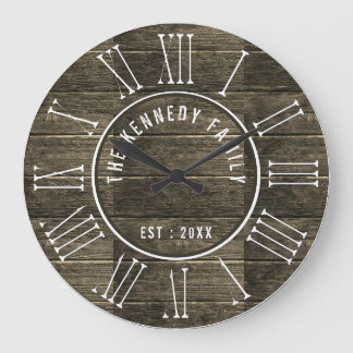ウッ素朴ドファミリ名ファームハウスローマ数字 ラージ壁時計