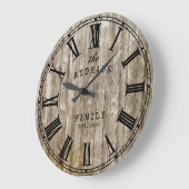ウッ素朴ドファミリ名ローマ数字ファームハウス ラージ壁時計 (傾斜)