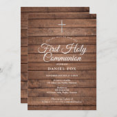 ウッ素朴ドファーストホリーコミュニオン招待状 招待状 (正面/裏面)