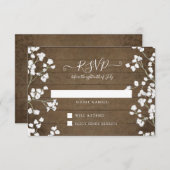 ウッ素朴ドフローラベイビーズブレスベビーシャワーRSVP 出欠カード (正面/裏面)