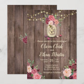 ウッ素朴ドフローラメイソンジャー 招待状 (正面/裏面)