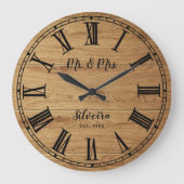 ウッ素朴ドミセスファームハウス名前をカスタムするウッド ラージ壁時計 (正面)