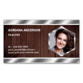 ウッ素朴ドメタ実在リックエステートフォト不動産仲介業者 マグネット名刺 (正面)