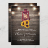 ウッ素朴ドライトサンフラワー油ランタ結婚ンズ 招待状 (正面/裏面)