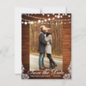 ウッ素朴ドライトレース保存日付婚約 マグネット招待状 (正面)