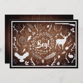 ウッ素朴ドランド男の赤ちゃんシャワー(バーンウッド) 招待状