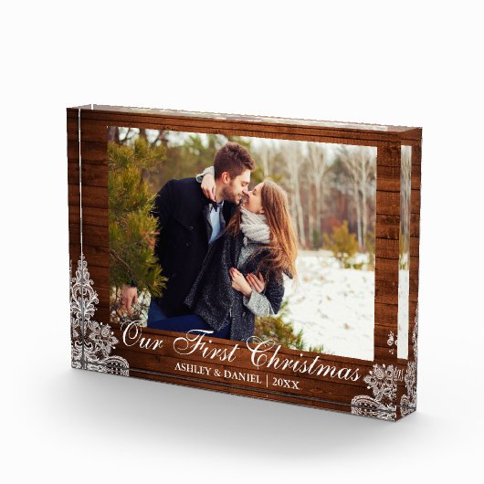 ウッ素朴ドレースア初めてのクリスマスカップル フォトブロック (右)