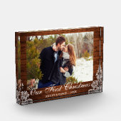 ウッ素朴ドレースア初めてのクリスマスカップル フォトブロック (左)