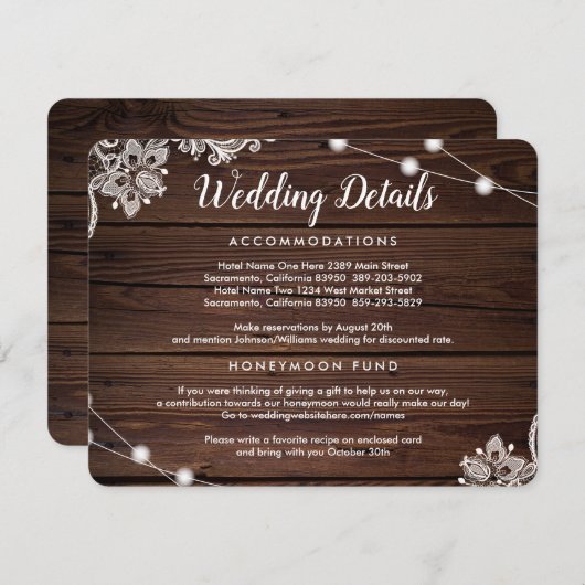 ウッ素朴ドレース&ストリングライ結婚ツズ詳細 エンクロージャーカード (正面/裏面)