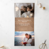 ウッ素朴ド写真数々のクリスマス 三つ折りクリスマスカード (内部)