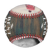 ウッ素朴ド最高のパパエバーフォトコラージュ 野球ボール (裏面)